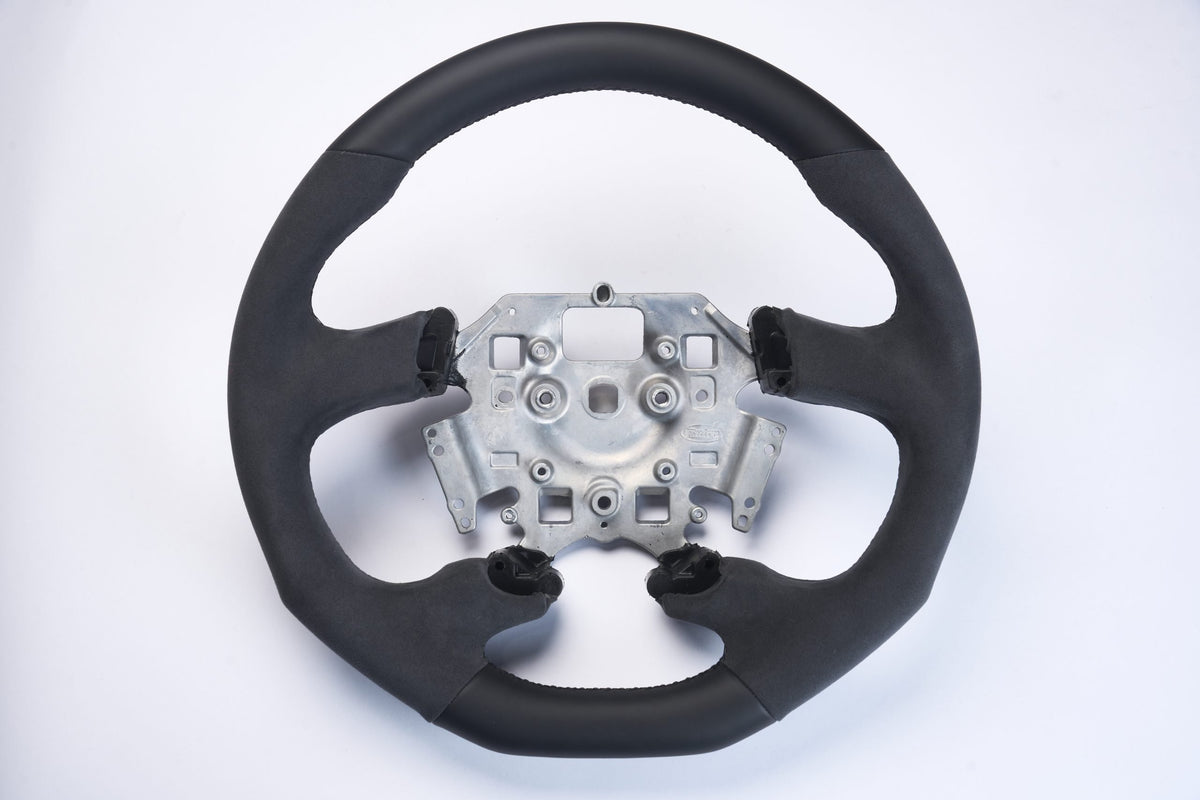 Retro Ford/FPV FG Falcon Steering Wheel – Black Leather Alcantara Flat Bottom