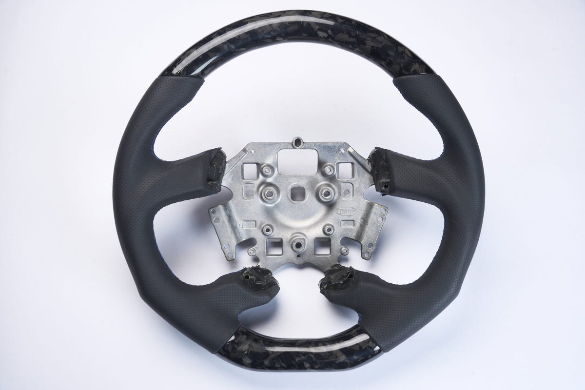 Retro Ford/FPV FG Falcon Steering Wheel – Black Leather Forged Carbon Fibre Flat Bottom