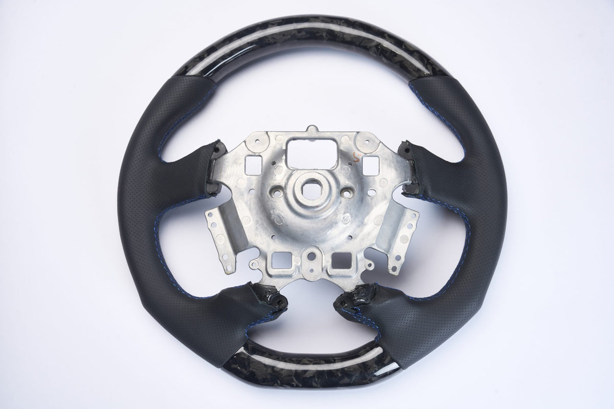 Retro Ford/FPV FG Falcon Steering Wheel – Black Leather Forged Carbon Fibre Flat Bottom