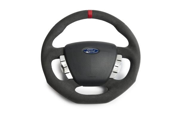 Retro Ford/FPV FG Falcon Steering Wheel – Alcantara With Red Center Marker Flat Bottom