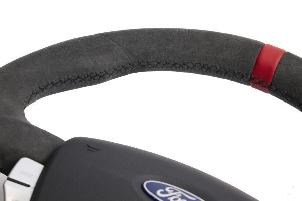 Retro Ford/FPV FG Falcon Steering Wheel – Alcantara With Red Center Marker Flat Bottom