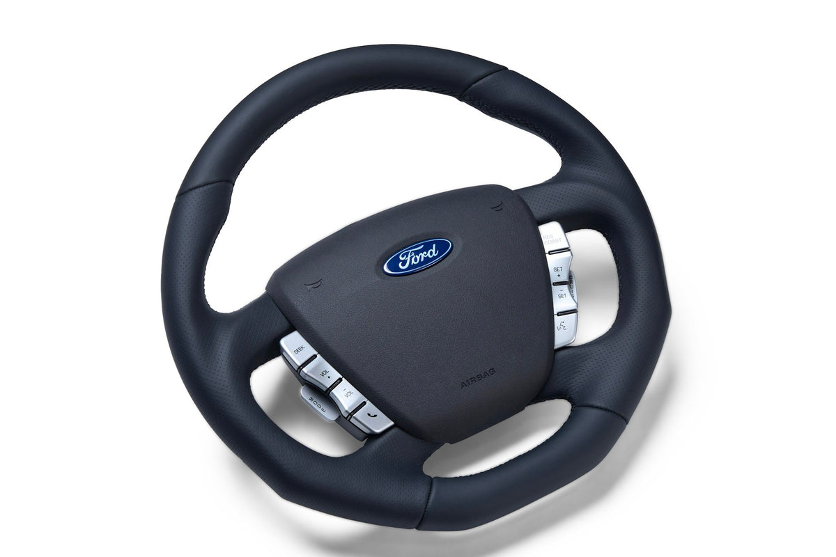 Retro Ford/FPV FG Falcon Steering Wheel – Black Leather Flat Bottom