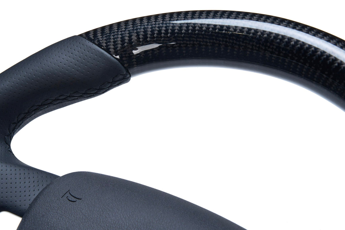 Retro Ford/FPV FG Falcon Steering Wheel – Black Leather Carbon Fibre Flat Bottom