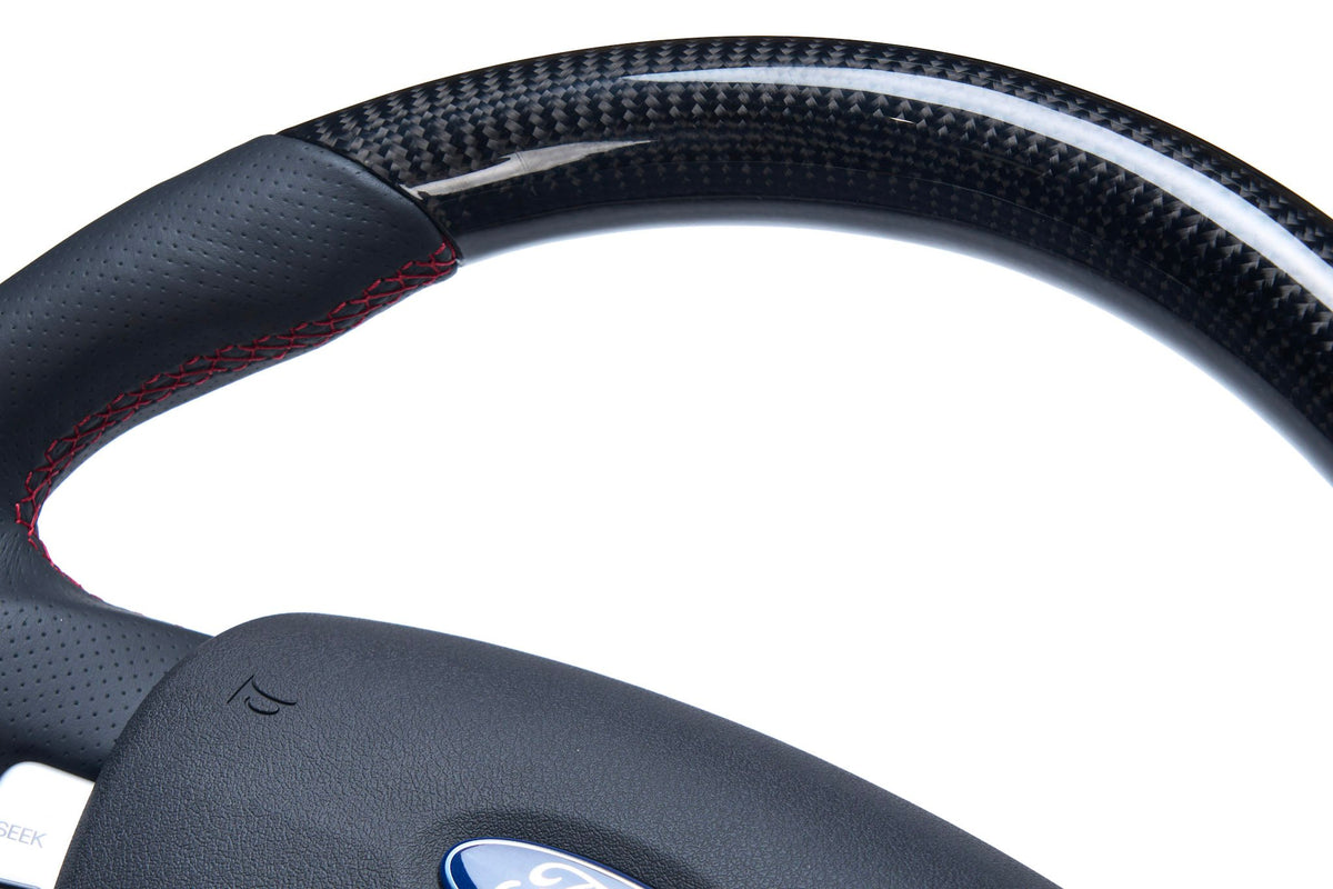 Retro Ford/FPV FG Falcon Steering Wheel – Black Leather Carbon Fibre Flat Bottom