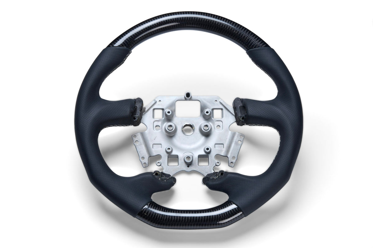 Retro Ford/FPV FG Falcon Steering Wheel – Black Leather Carbon Fibre Flat Bottom