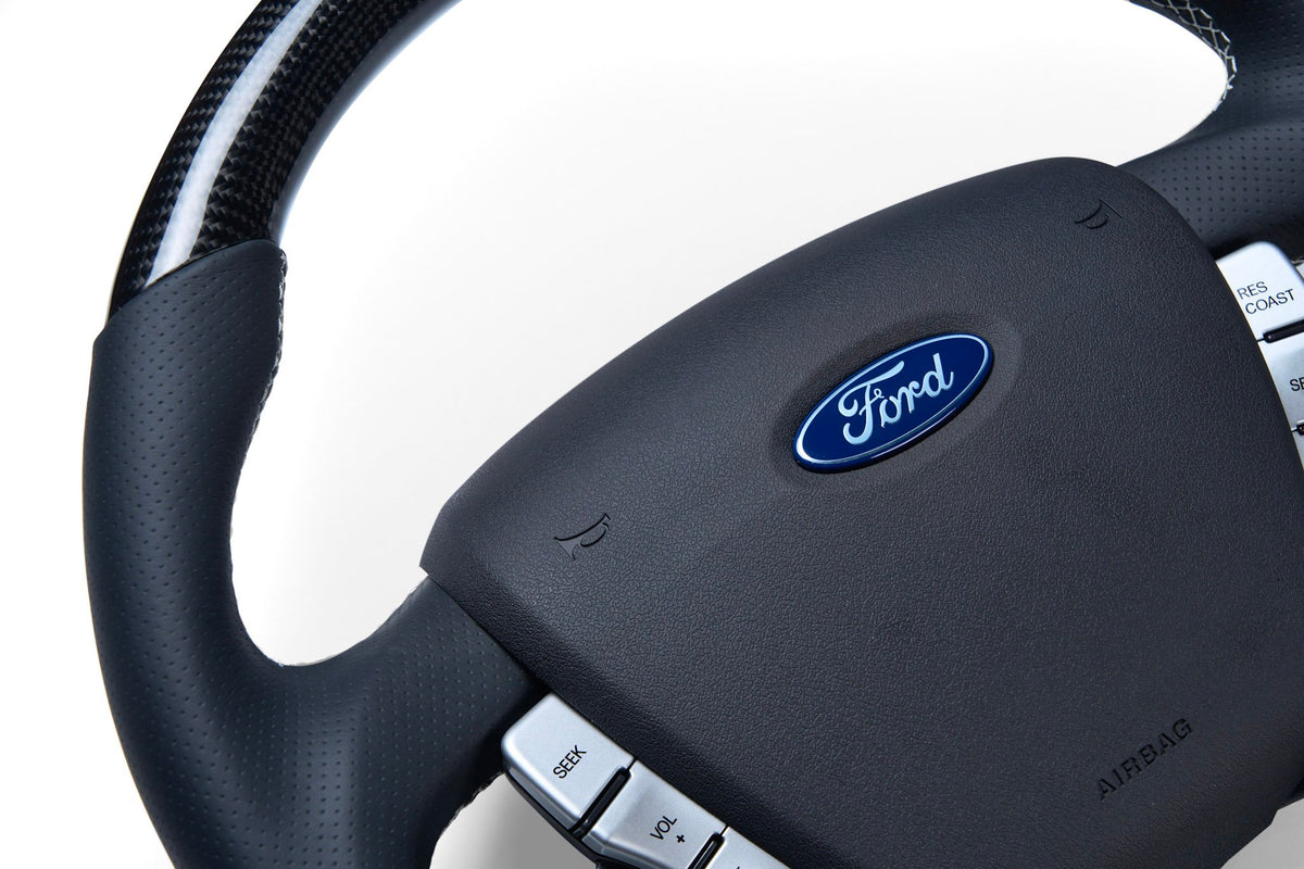 Retro Ford/FPV FG Falcon Steering Wheel – Black Leather Carbon Fibre Flat Bottom