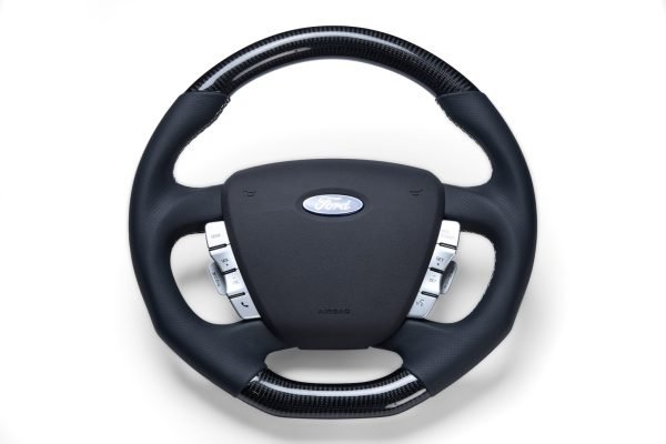 Retro Ford/FPV FG Falcon Steering Wheel – Black Leather Carbon Fibre Flat Bottom