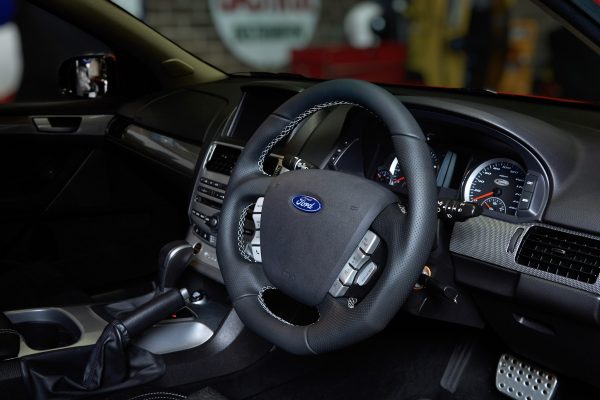 Retro Ford/FPV FG Falcon Steering Wheel – Black Leather Flat Bottom