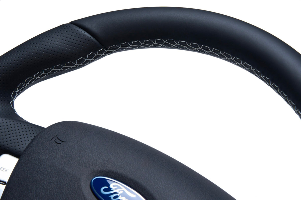 Retro Ford/FPV FG Falcon Steering Wheel – Black Leather Flat Bottom
