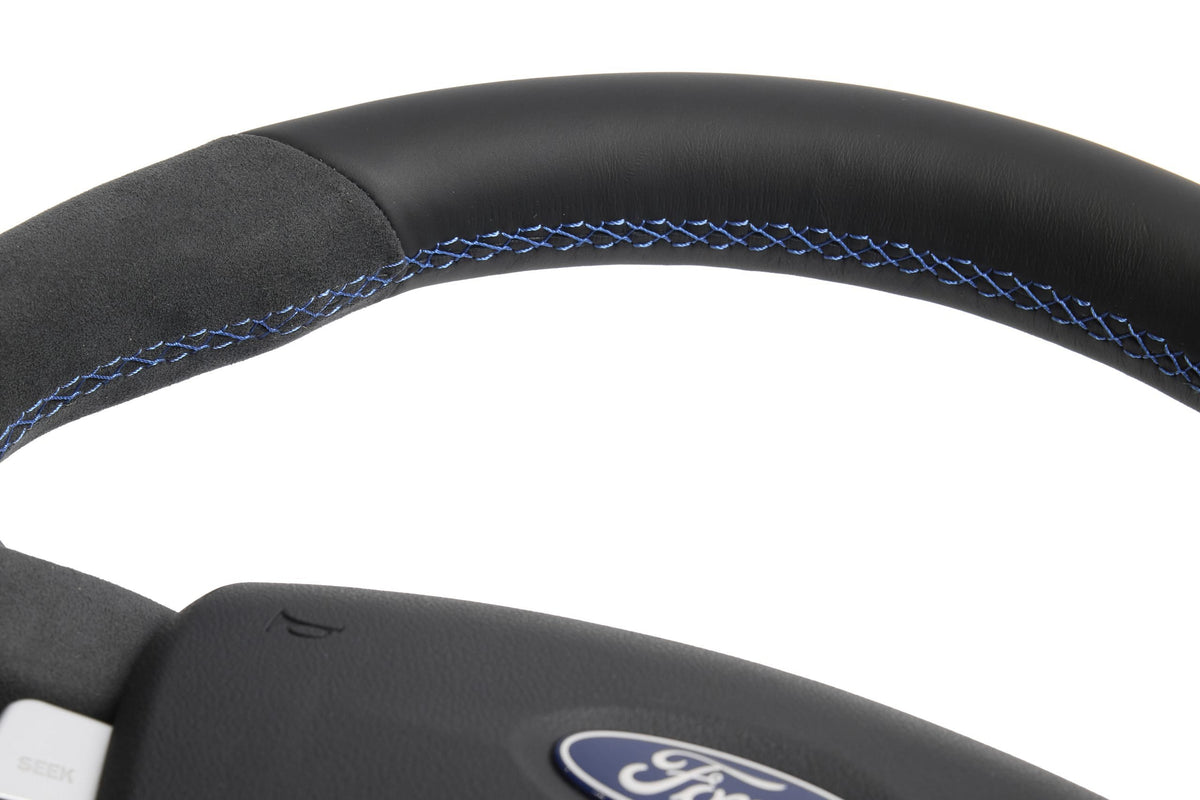 Retro Ford/FPV FG Falcon Steering Wheel – Black Leather Alcantara Flat Bottom