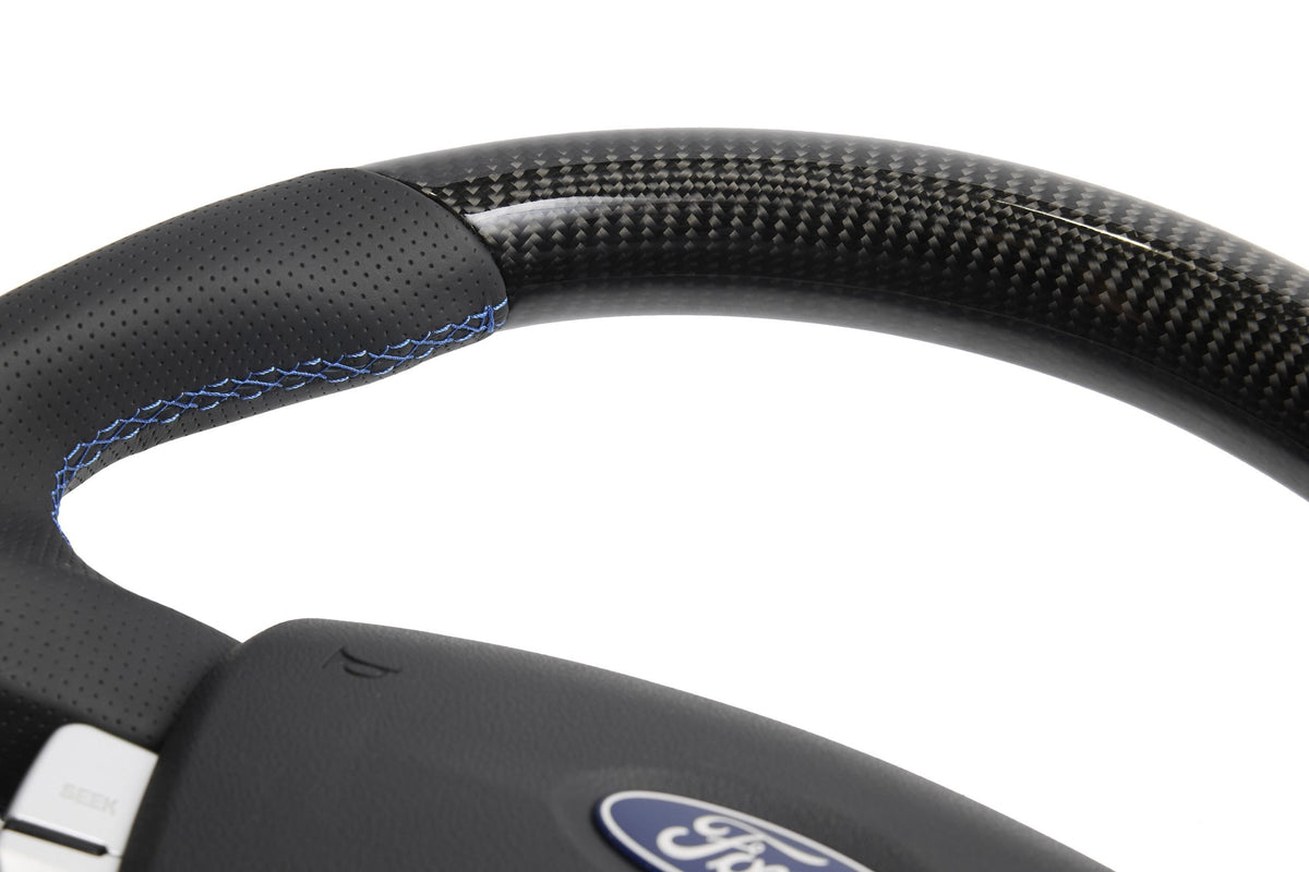 Retro Ford/FPV FG Falcon Steering Wheel – Black Leather Carbon Fibre Flat Bottom