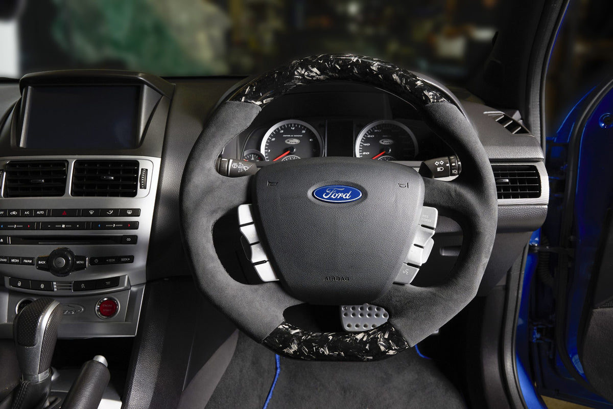 Retro Ford/FPV FG Falcon Steering Wheel – Alcantara Forged Carbon Fibre Flat Bottom