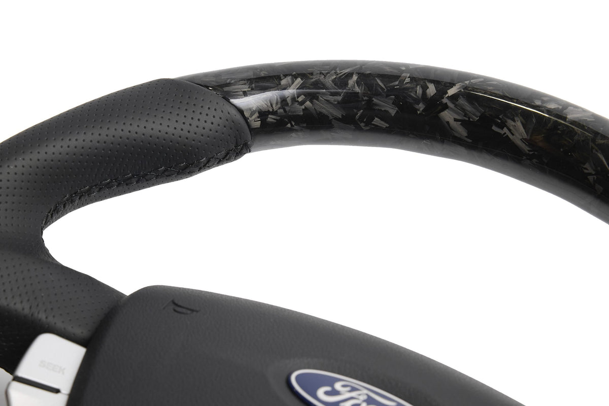 Retro Ford/FPV FG Falcon Steering Wheel – Black Leather Forged Carbon Fibre Flat Bottom