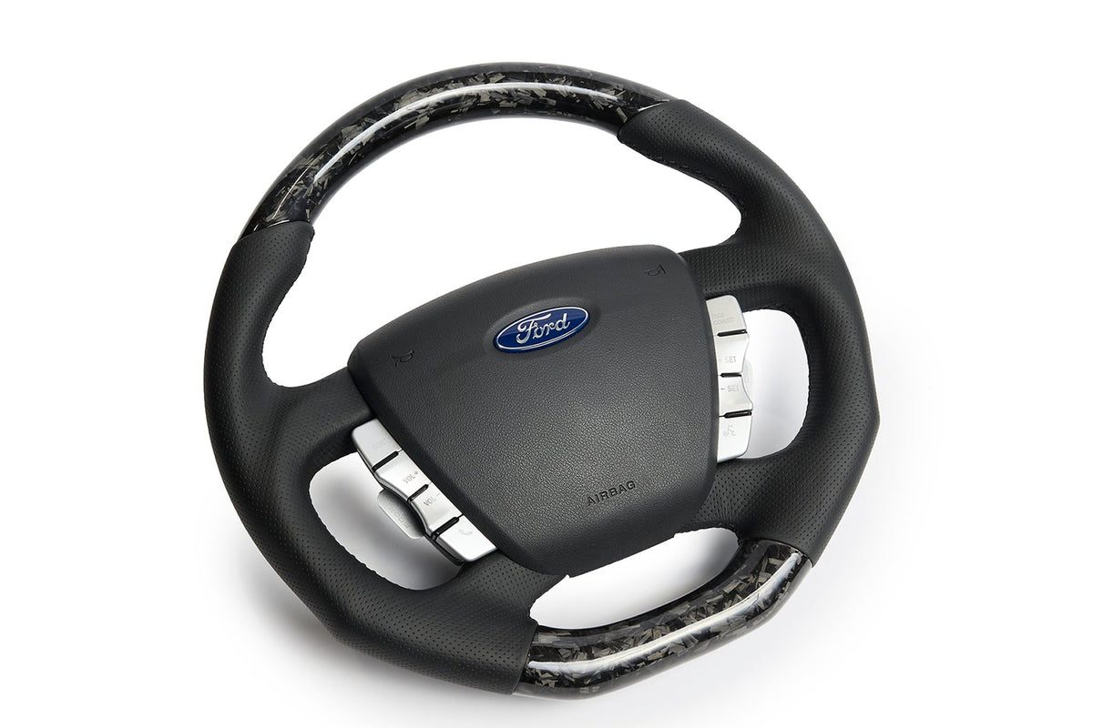 Retro Ford/FPV FG Falcon Steering Wheel – Black Leather Forged Carbon Fibre Flat Bottom