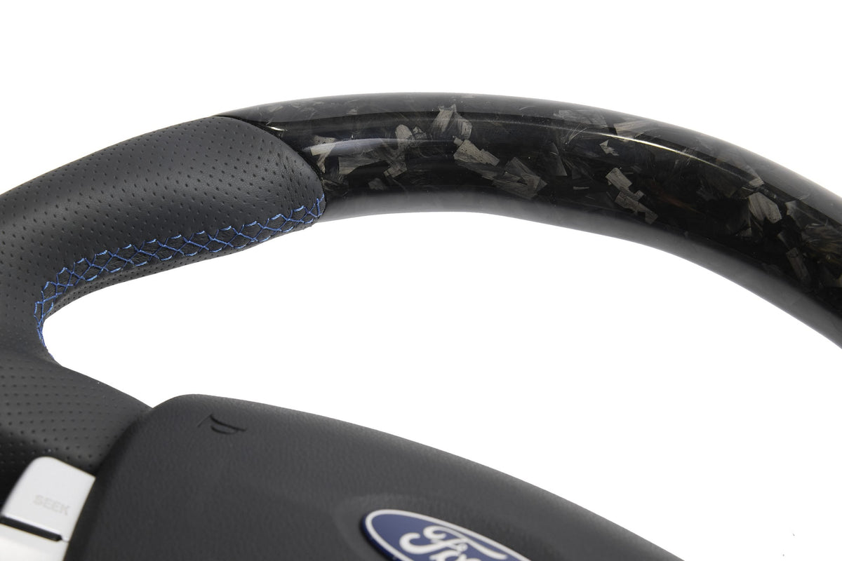 Retro Ford/FPV FG Falcon Steering Wheel – Black Leather Forged Carbon Fibre Flat Bottom