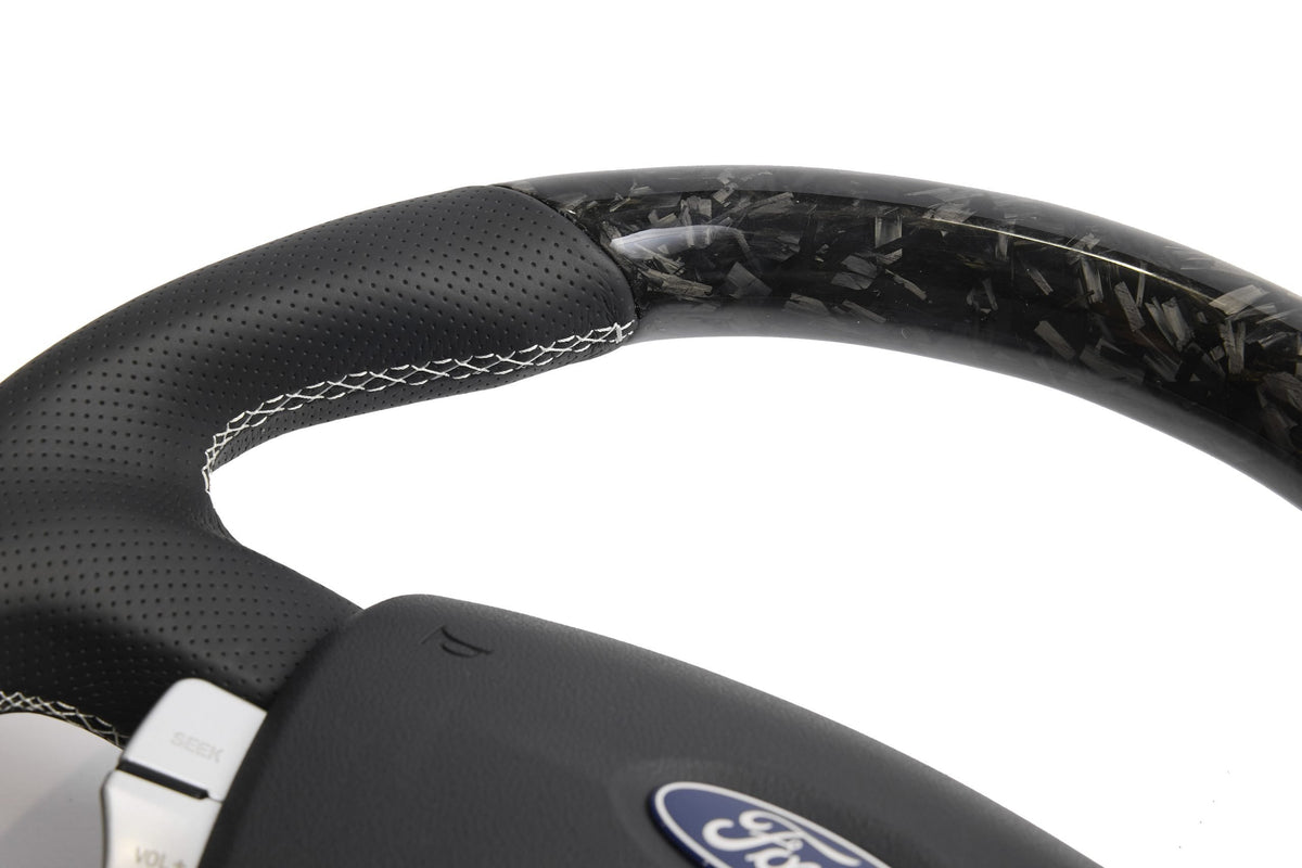 Retro Ford/FPV FG Falcon Steering Wheel – Black Leather Forged Carbon Fibre Flat Bottom